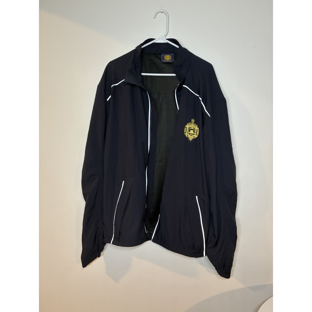 US Naval Academy Men's 2X Navy Crest Full Zip Lightweight Running Jacket